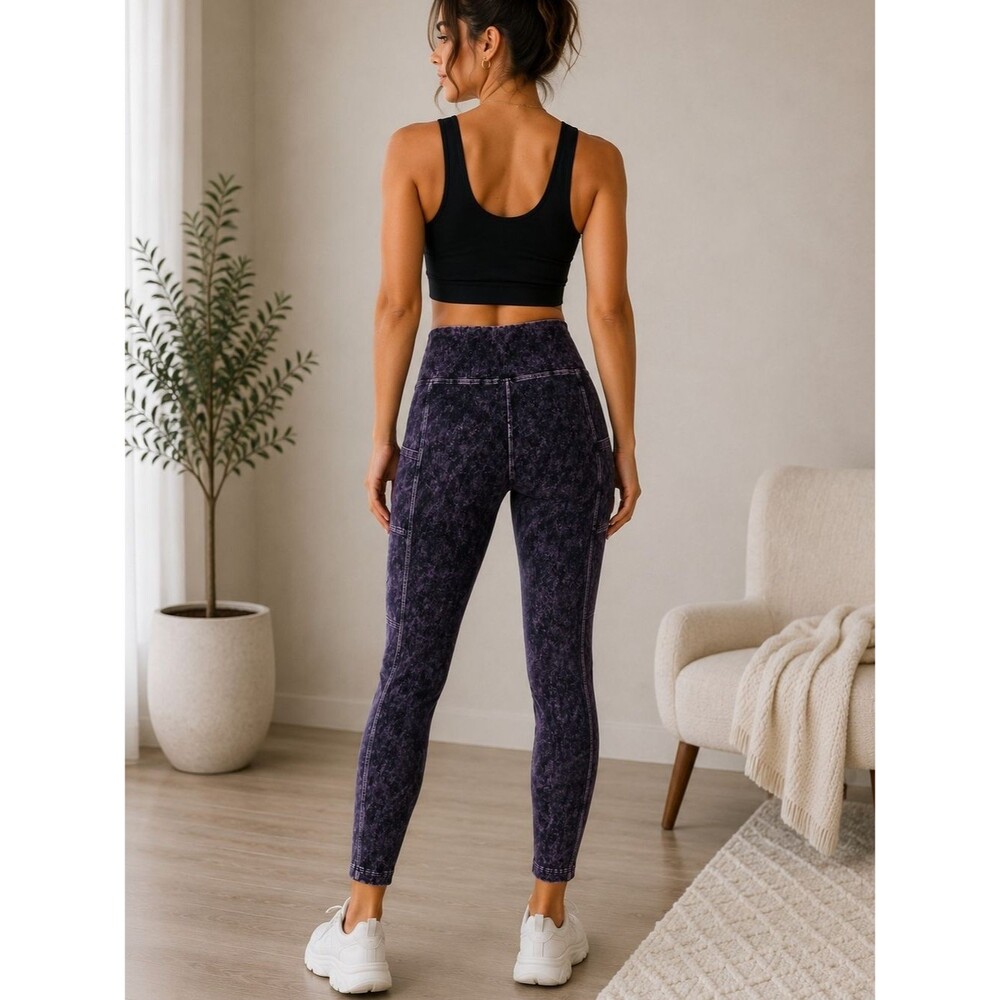 Zenana Women's High-Waist Mineral Wash Purple Jogger Pants - Like New - Picture 3 of 9